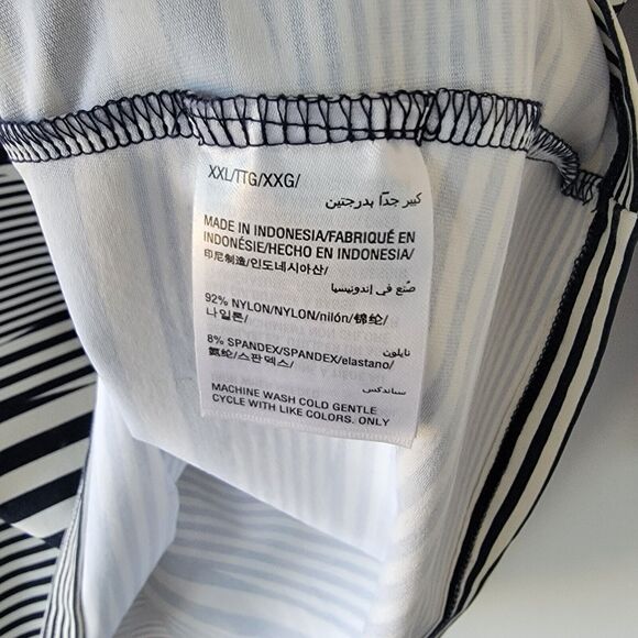 charter club top womens size xxl striped 3/4 sleeve shoulder button Navy White - Picture 8 of 9